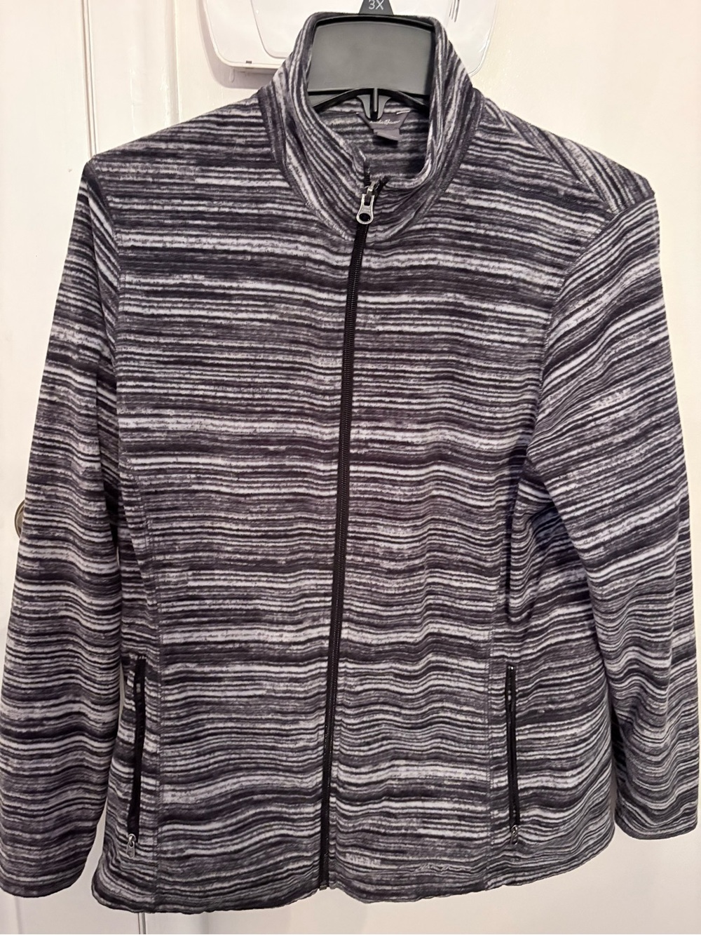 Eddie Bauer Women's Black & Gray Striped Full-Zip Jacket